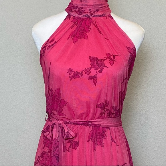 Kate and Lily Dress Maxi Tiered Halter Mock Neck Floral Belted Summer Wedding - Picture 2 of 8